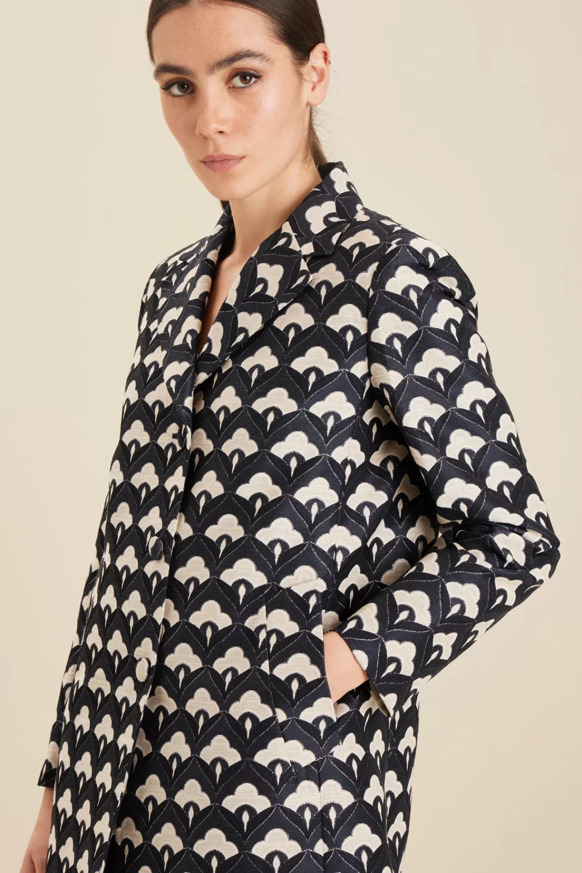 Fashion Market Cappotto in cotone jacquard