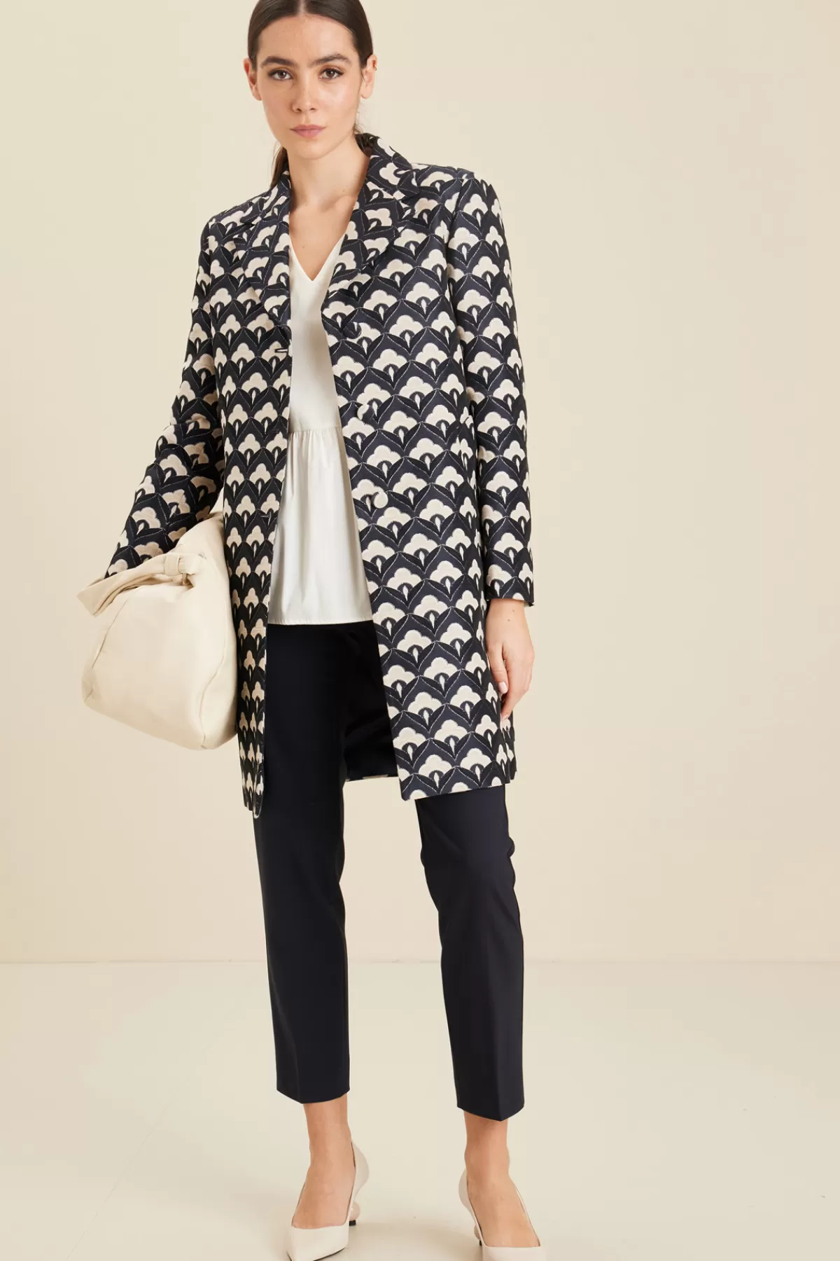 Fashion Market Cappotto in cotone jacquard