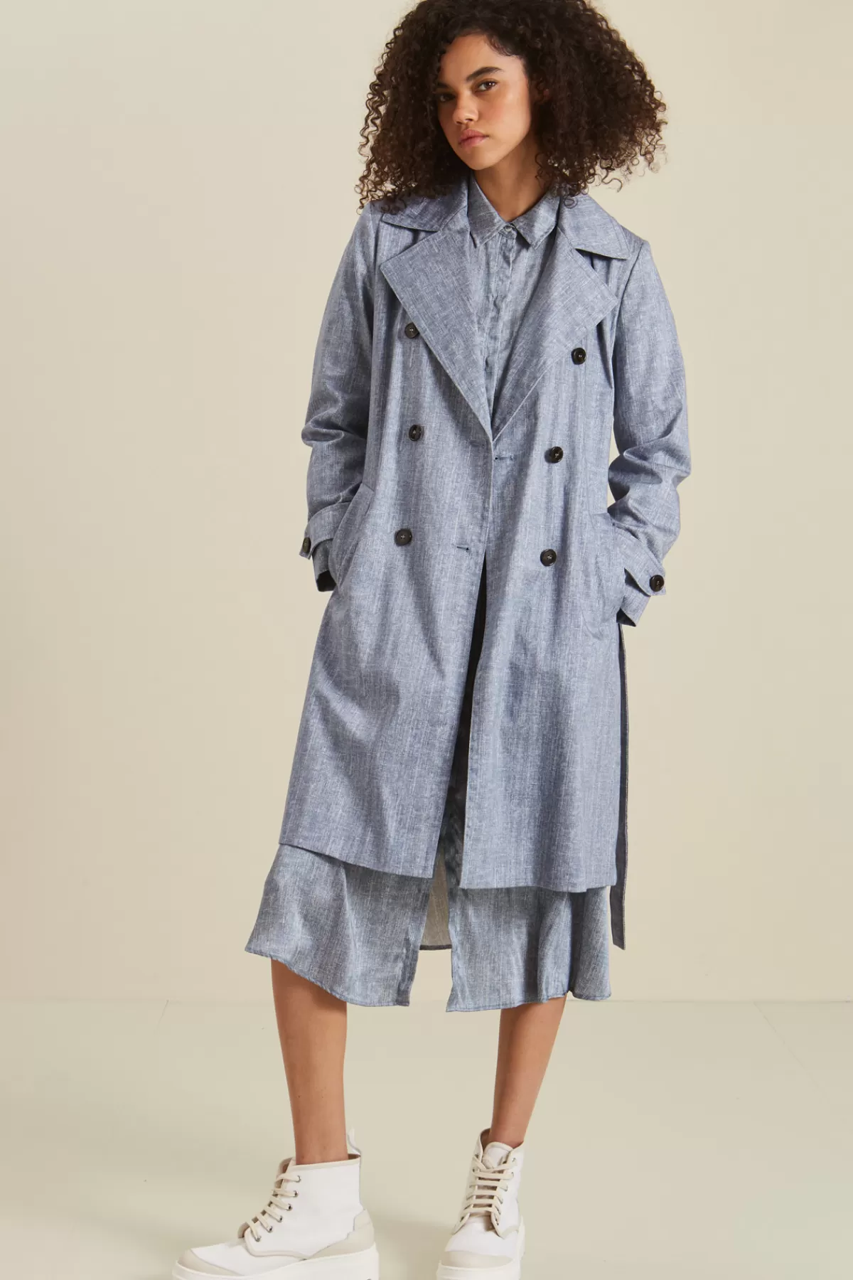 Fashion Market Trench in cotone antigoccia