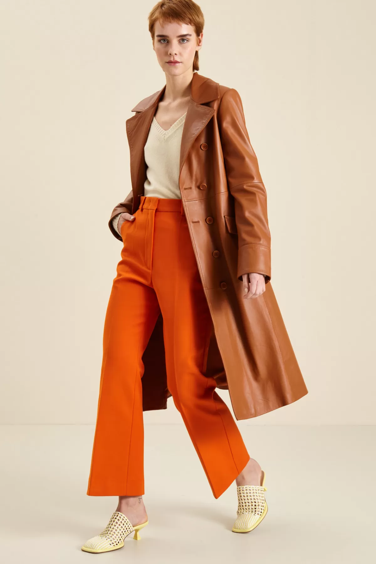 Fashion Market Trench in vera pelle