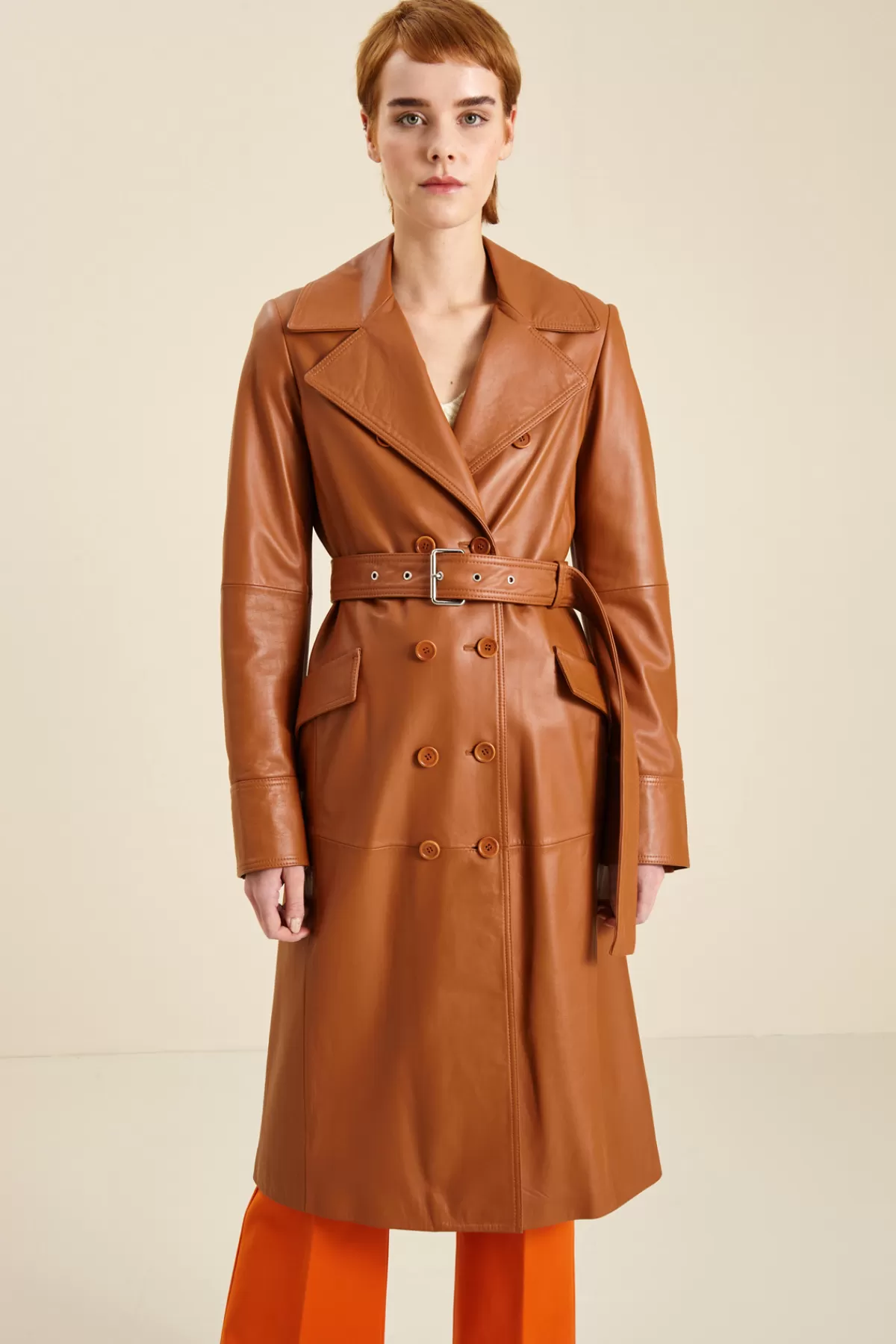 Fashion Market Trench in vera pelle